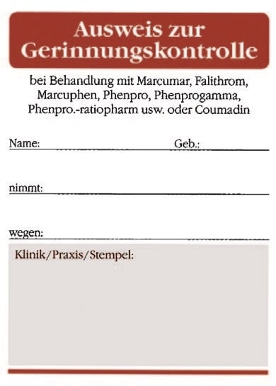 Titelbild Ausweis zur Gerinnungskontrolle