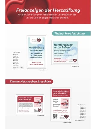 Übersichtsbild mit den Freianzeigen der Herzstiftung
