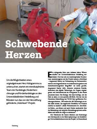 Erste Seite des Artikels "Schwebende Herzen"
