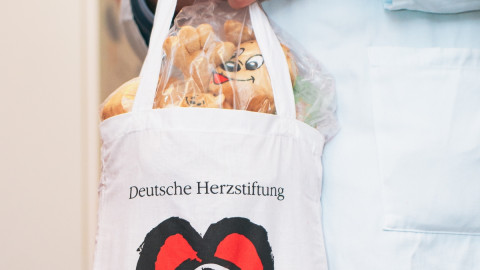 Karou in einer Tasche der Herzstiftung